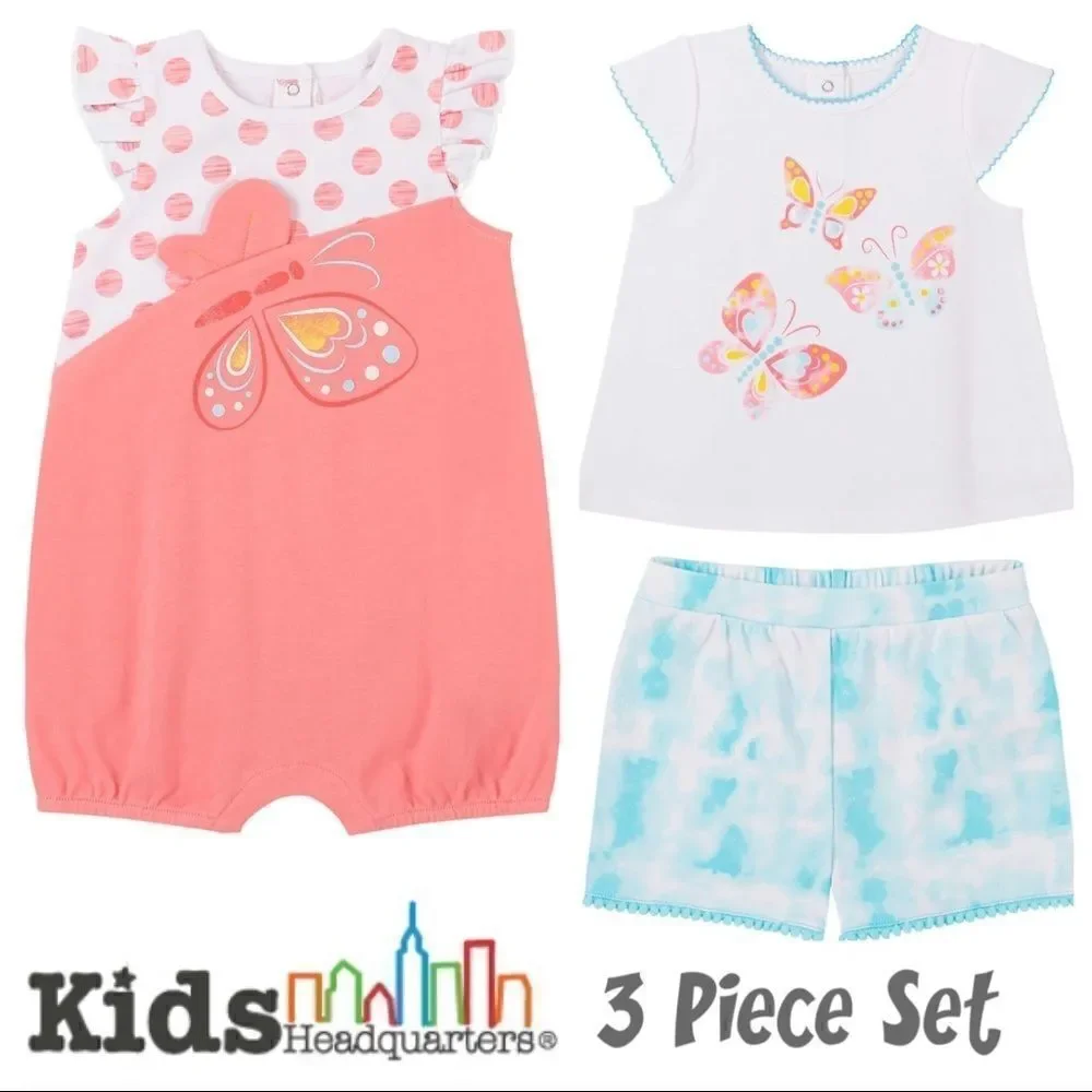 HEADQUARTERS BUTTERFLY 3 Piece Romper Set